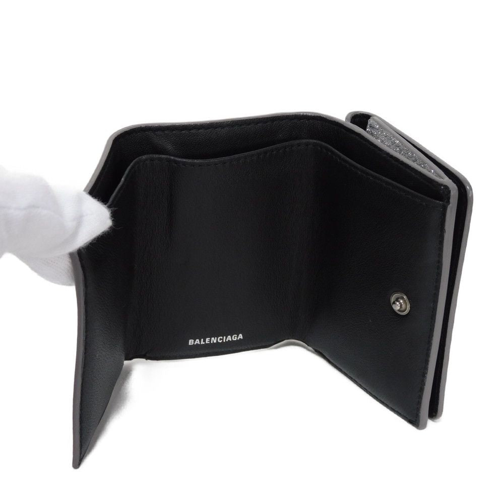 BALENCIAGA Tri-fold wallet 551921 0XV3N 8106 Polyurethane x polyester Silver New logo Everyday Mini Wallet