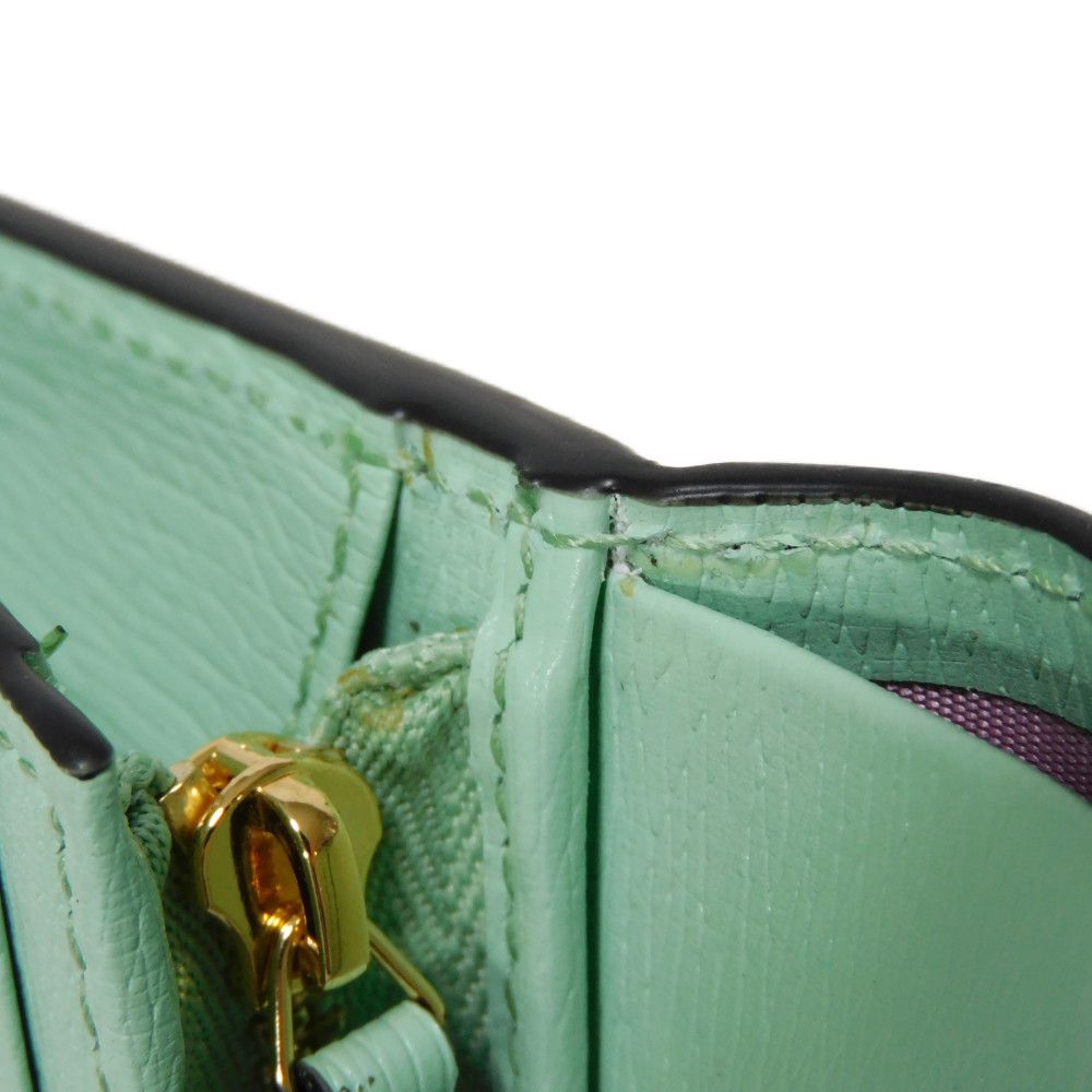 GUCCI Bifold Wallet 701009 U22AG 3067 Textured leather Mint green logo Bananya Compact Wallet