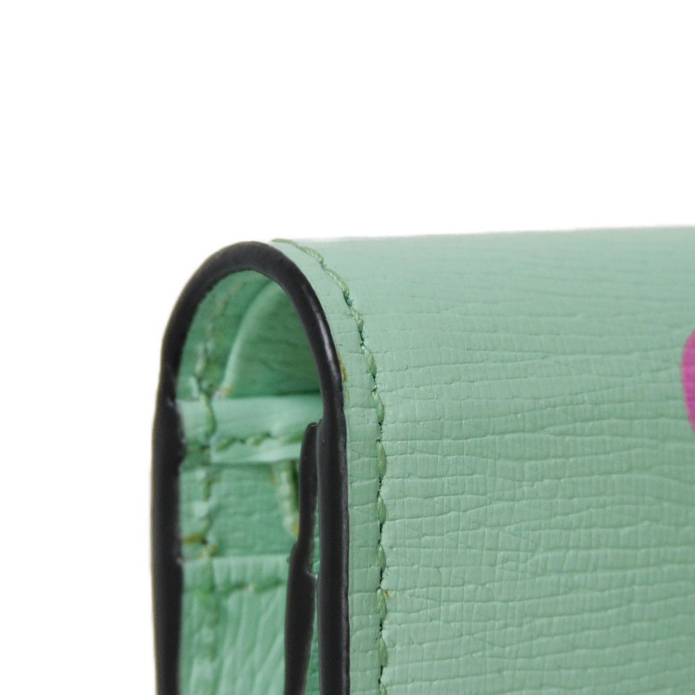 GUCCI Bifold Wallet 701009 U22AG 3067 Textured leather Mint green logo Bananya Compact Wallet