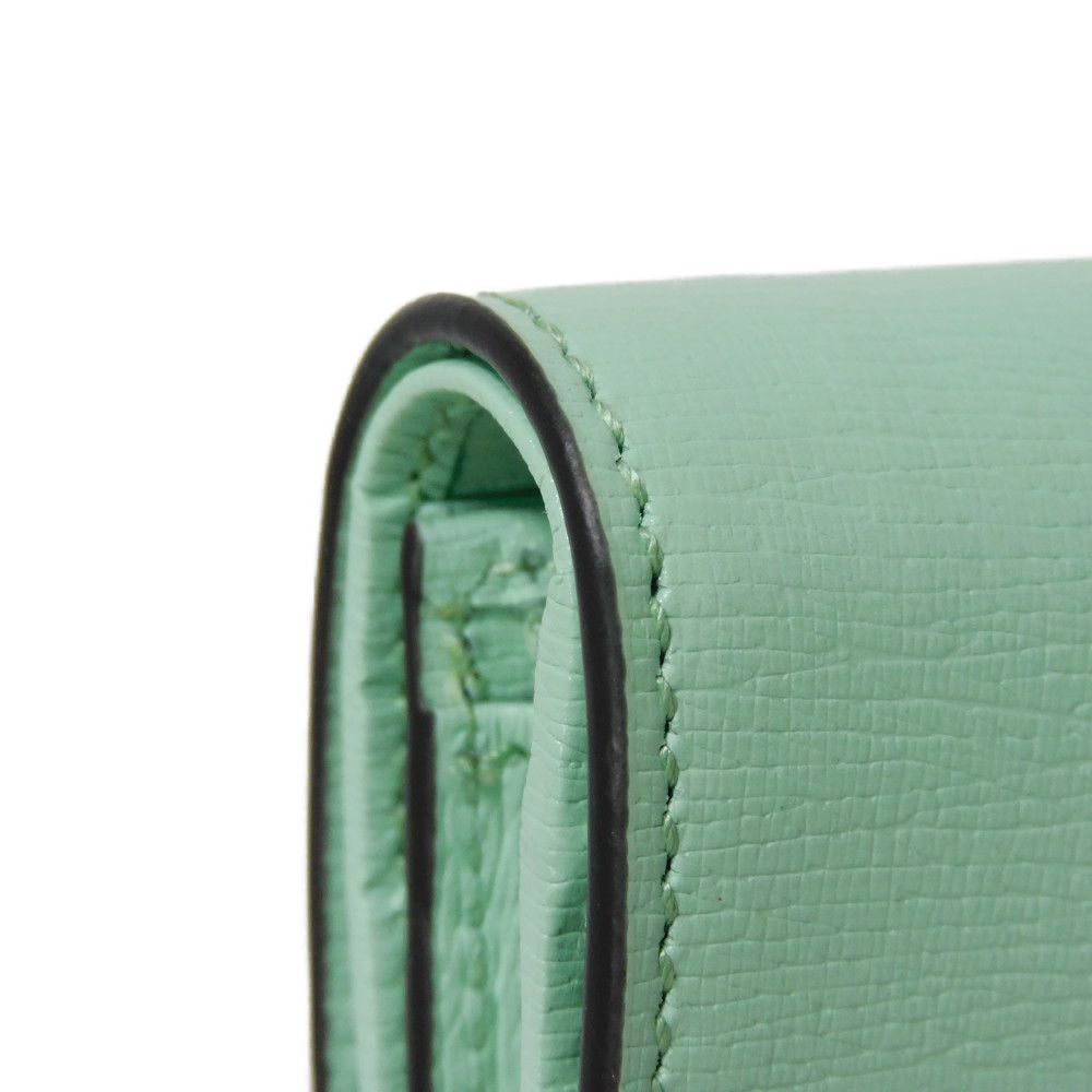 GUCCI Bifold Wallet 701009 U22AG 3067 Textured leather Mint green logo Bananya Compact Wallet