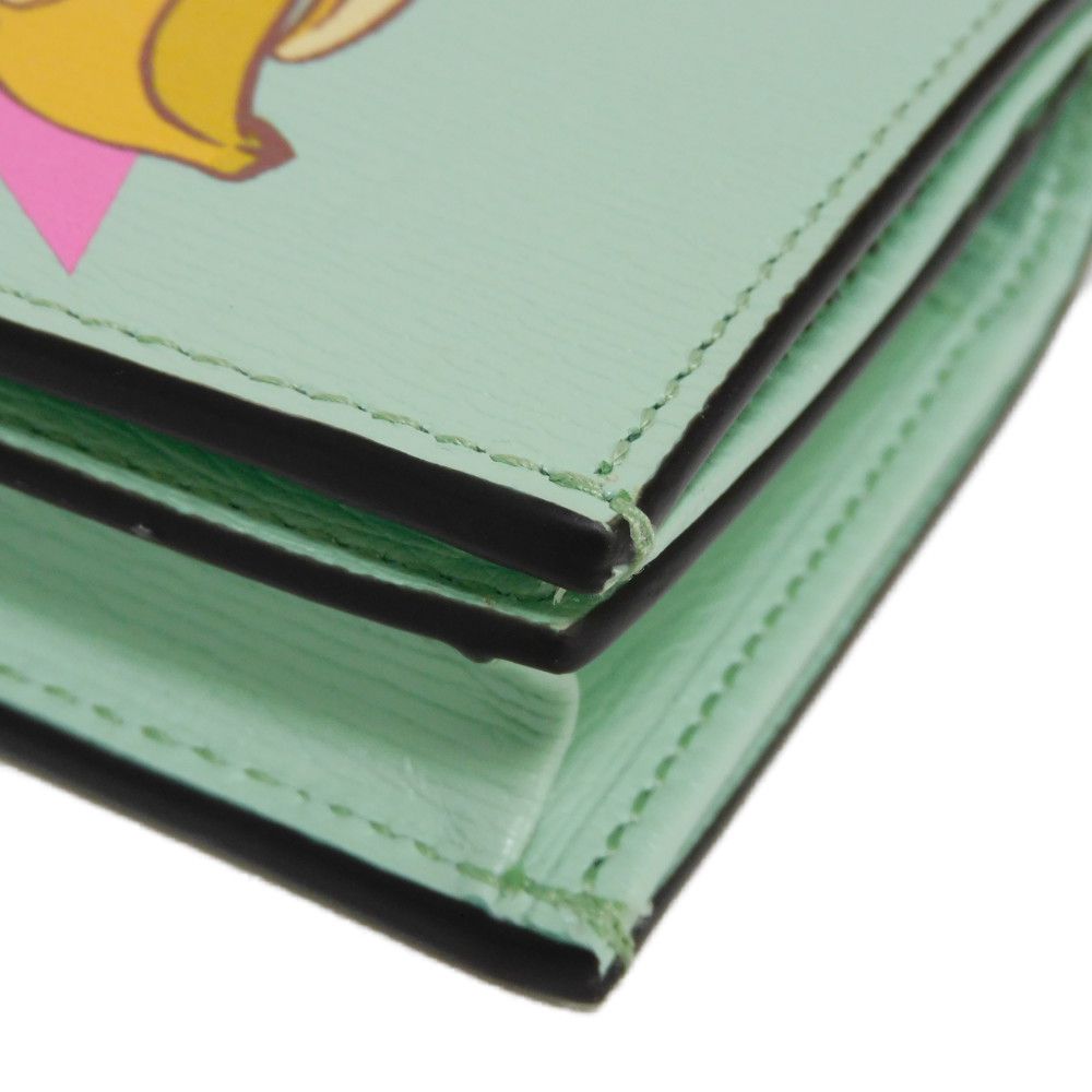 GUCCI Bifold Wallet 701009 U22AG 3067 Textured leather Mint green logo Bananya Compact Wallet