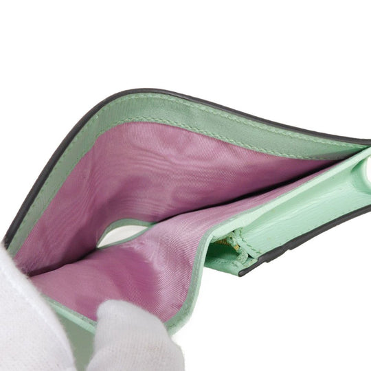 GUCCI Bifold Wallet 701009 U22AG 3067 Textured leather Mint green logo Bananya Compact Wallet