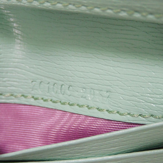 GUCCI Bifold Wallet 701009 U22AG 3067 Textured leather Mint green logo Bananya Compact Wallet