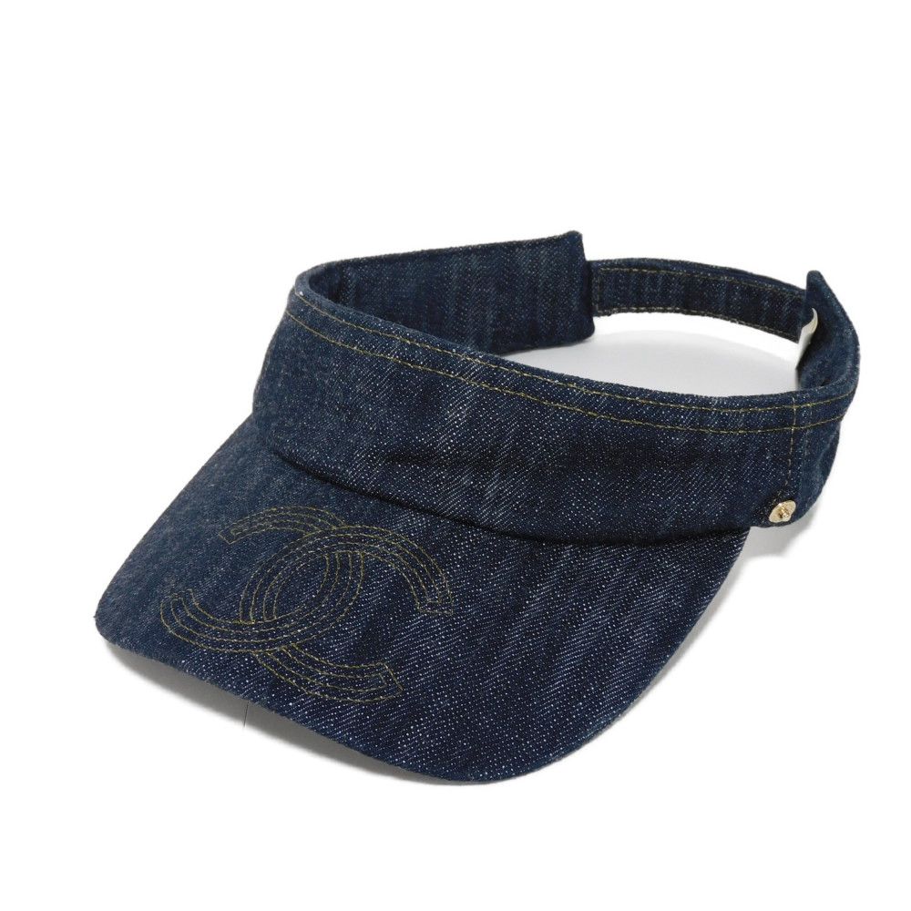 CHANEL hat cotton Indigo Sparkling denim CC mark COCO Mark Sun visor