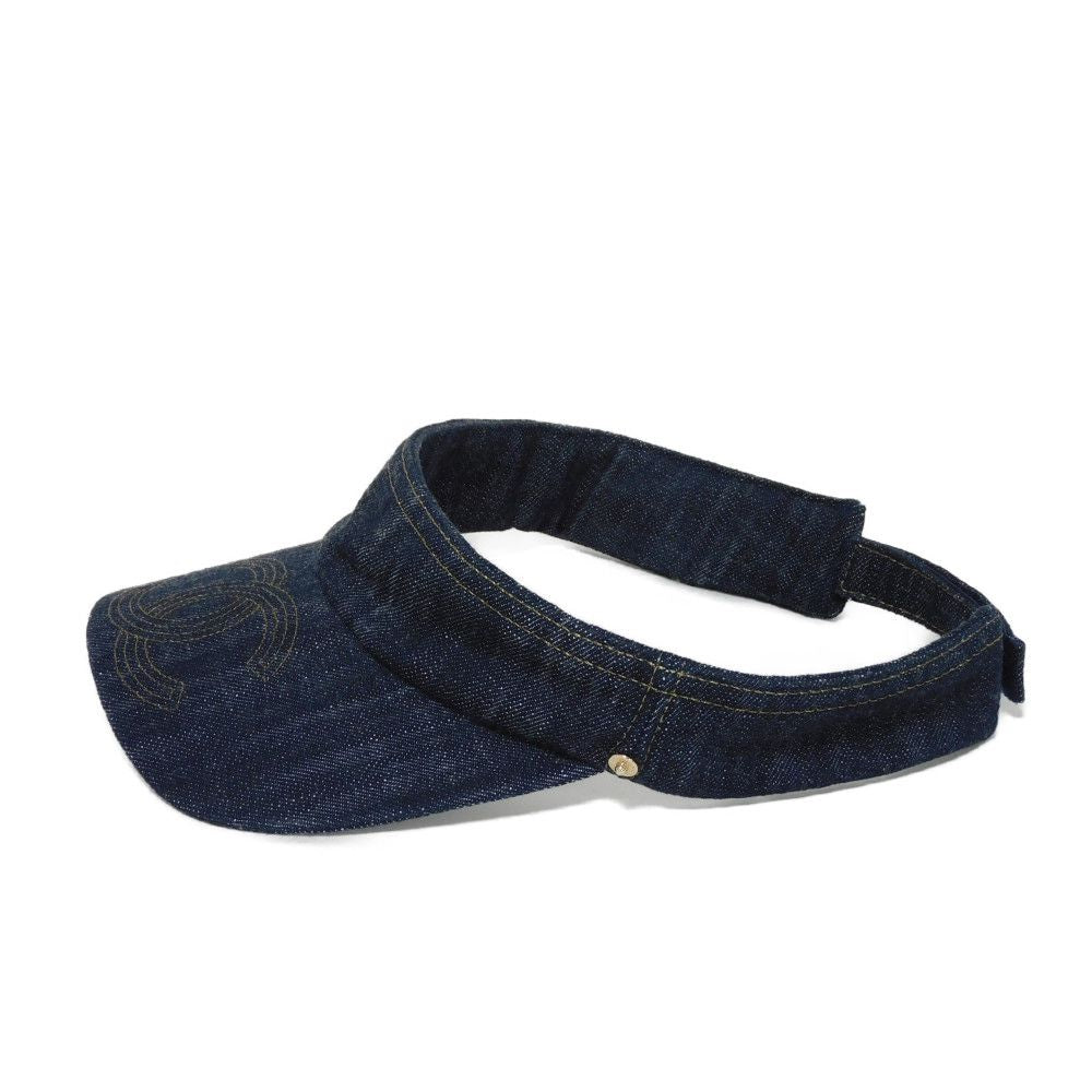 CHANEL hat cotton Indigo Sparkling denim CC mark COCO Mark Sun visor