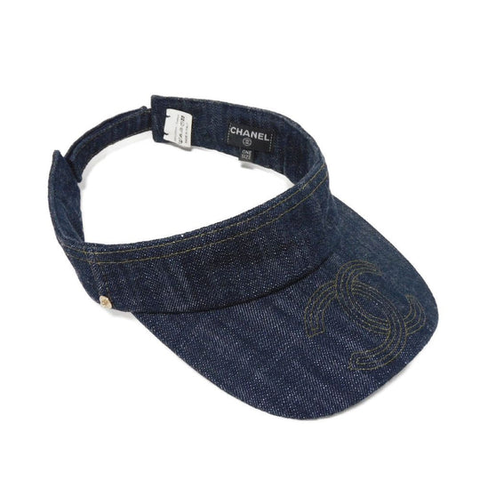 CHANEL hat cotton Indigo Sparkling denim CC mark COCO Mark Sun visor