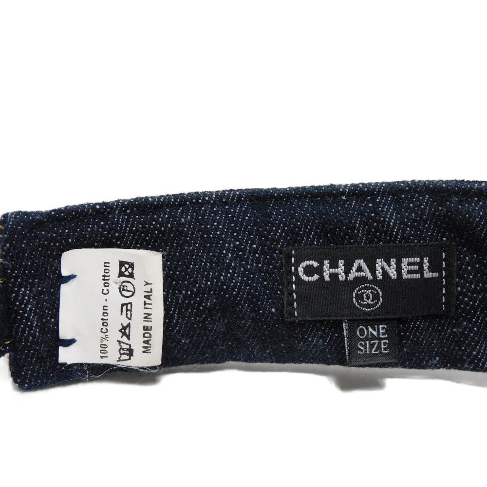 CHANEL hat cotton Indigo Sparkling denim CC mark COCO Mark Sun visor