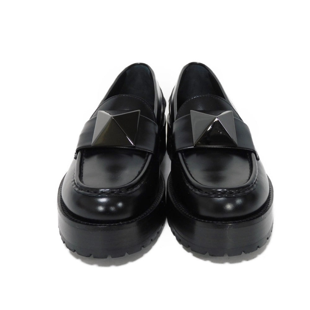 VALENTINO loafers WS0FT2IJW Calf leather black Rock studs One Stud Platform