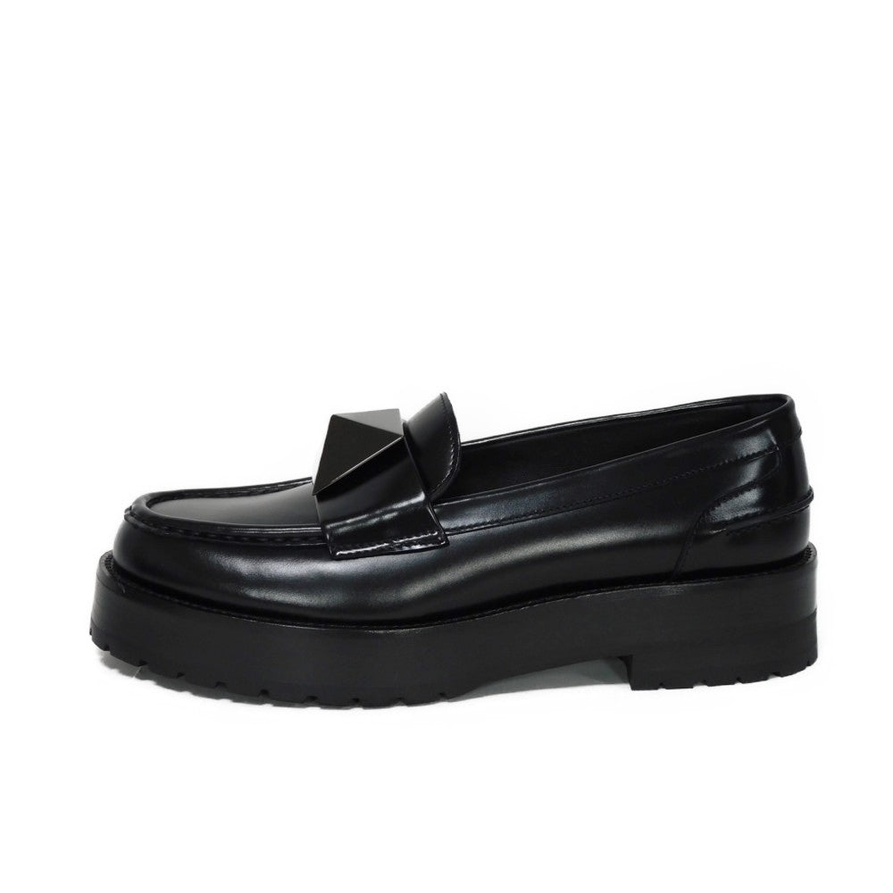 VALENTINO loafers WS0FT2IJW Calf leather black Rock studs One Stud Platform