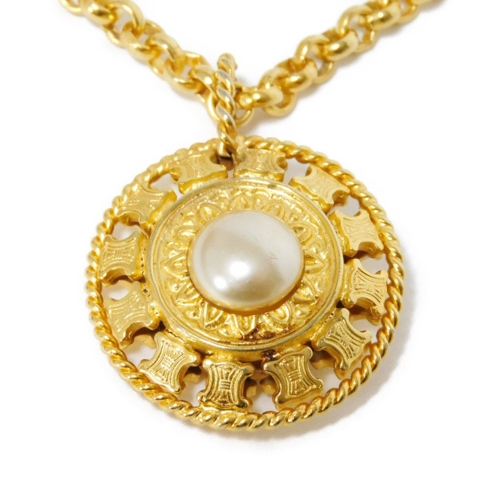 CELINE Necklace plating gold Brazon Macadam Round Pearl