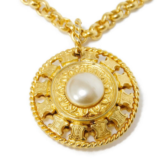CELINE Necklace plating gold Brazon Macadam Round Pearl