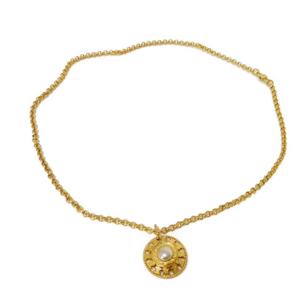 CELINE Necklace plating gold Brazon Macadam Round Pearl
