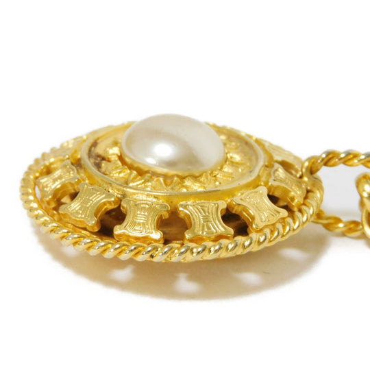 CELINE Necklace plating gold Brazon Macadam Round Pearl