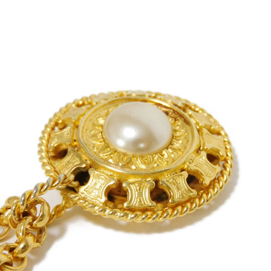CELINE Necklace plating gold Brazon Macadam Round Pearl