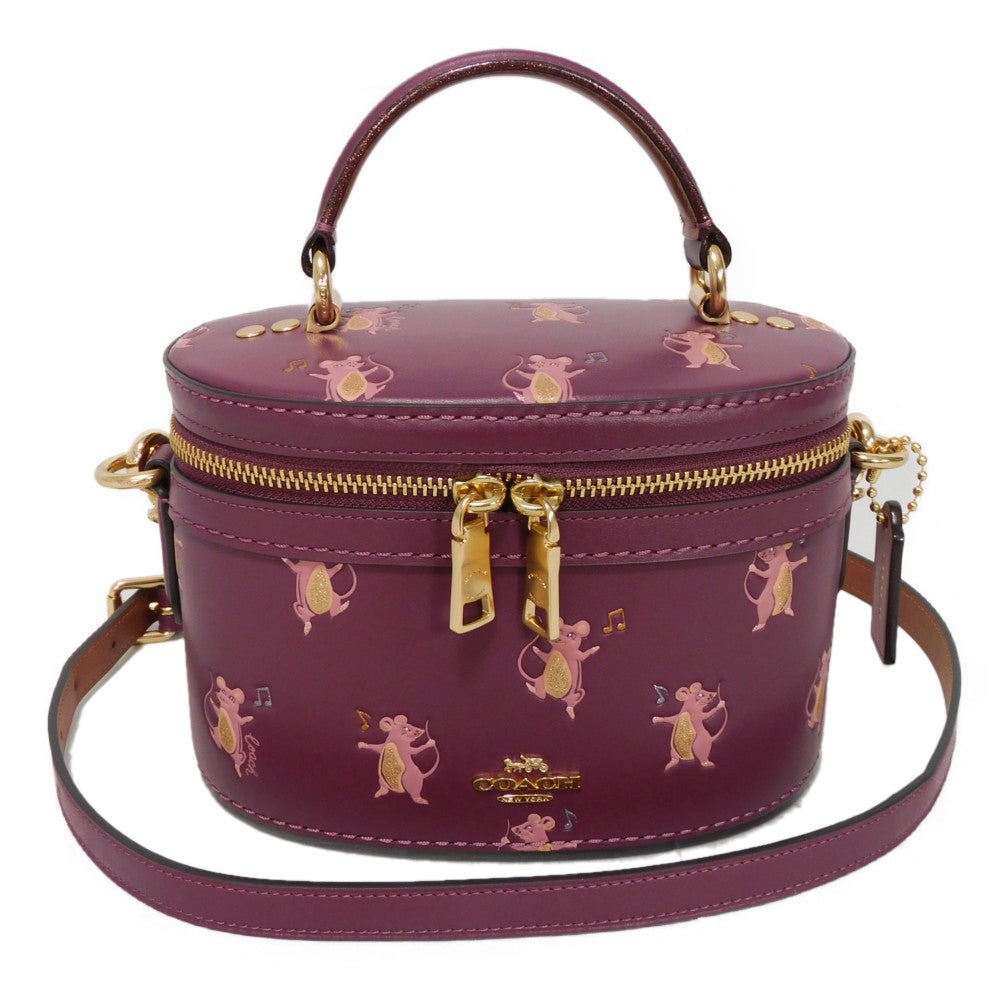COACH Handbag 38602 Glovetanned Leather purple Party Mouse Print Trail Bags