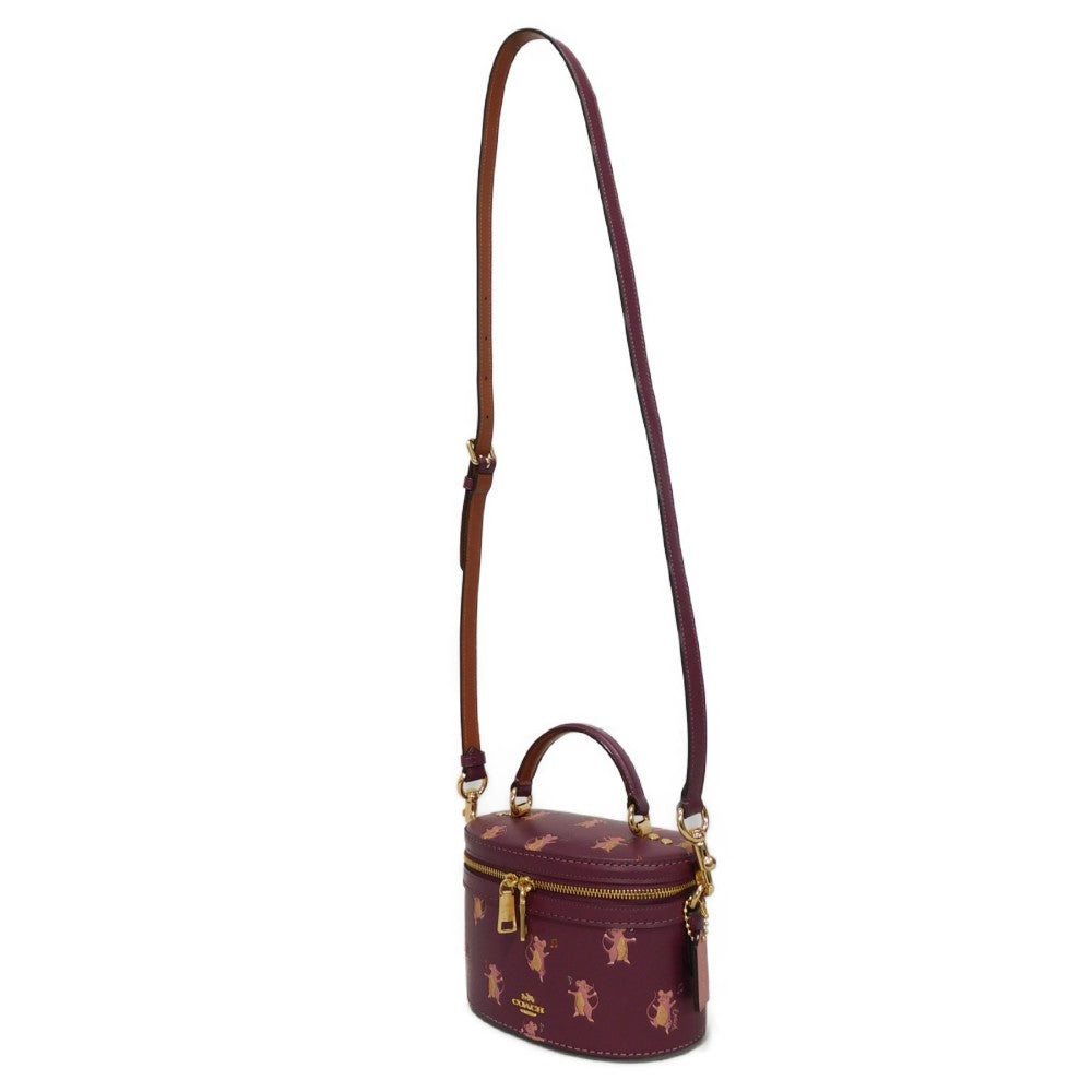 COACH Handbag 38602 Glovetanned Leather purple Party Mouse Print Trail Bags