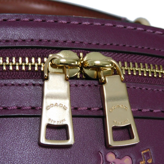 COACH Handbag 38602 Glovetanned Leather purple Party Mouse Print Trail Bags