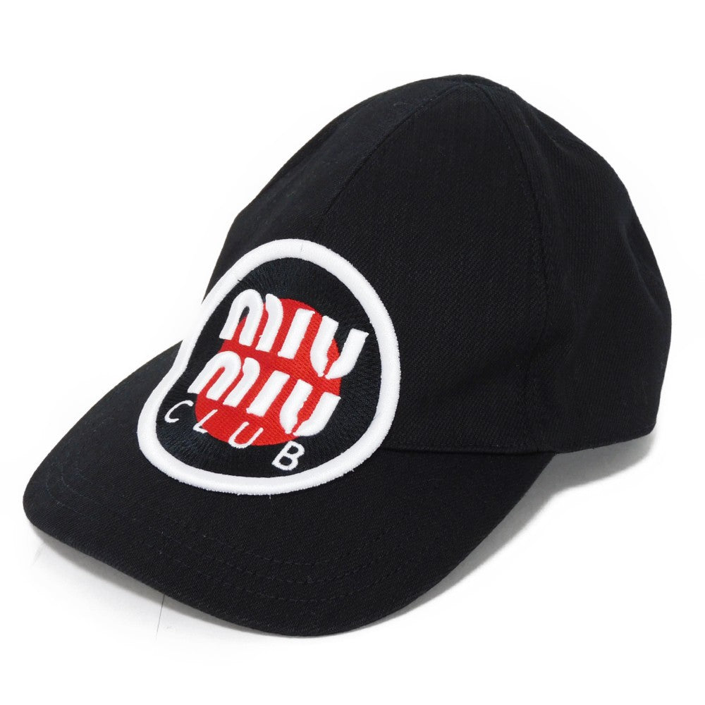 MIUMIU hat 5HC274 AJ6 F0002 cotton black Club logo embroidery Baseball cap M