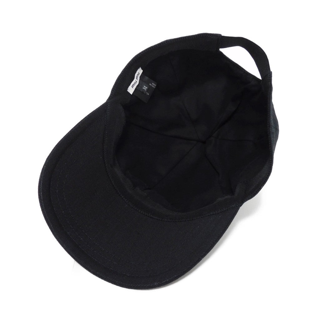 MIUMIU hat 5HC274 AJ6 F0002 cotton black Club logo embroidery Baseball cap M