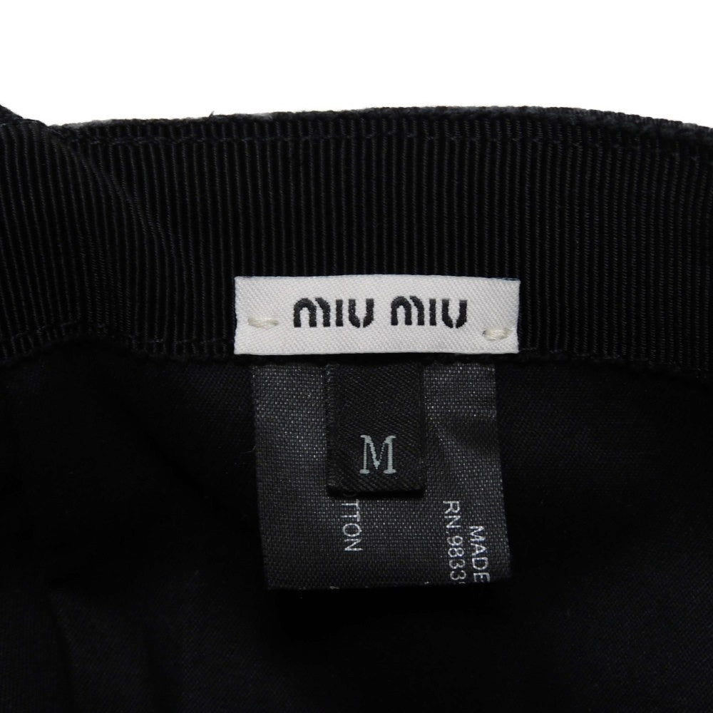 MIUMIU hat 5HC274 AJ6 F0002 cotton black Club logo embroidery Baseball cap M