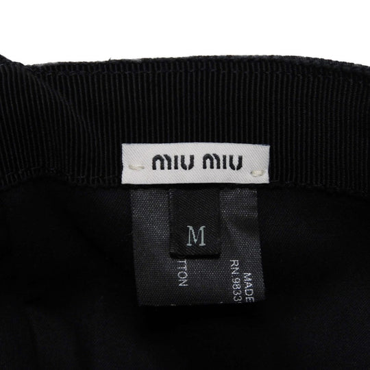 MIUMIU hat 5HC274 AJ6 F0002 cotton black Club logo embroidery Baseball cap M