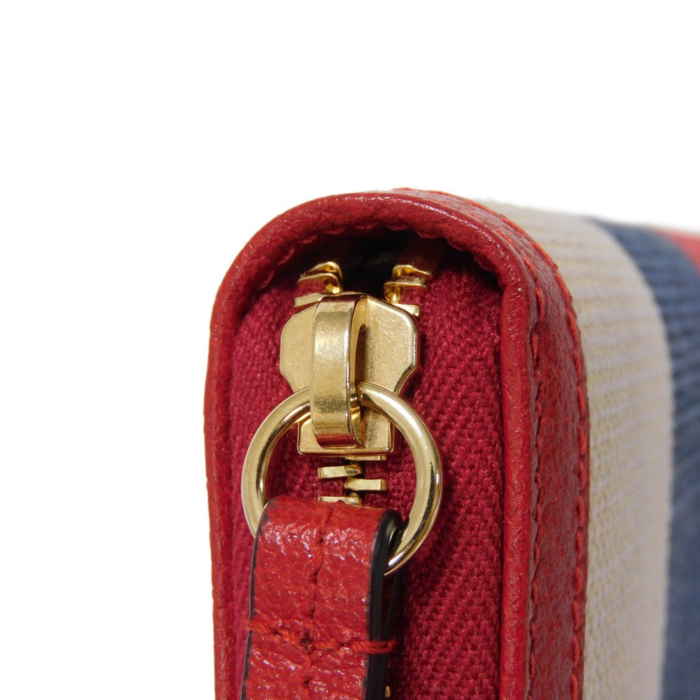 GUCCI Long Wallet Purse 524790 9SBCG 9093 Baia de la linen canvas x calf leather Tricolor logo Baiadera Zip Around Wallet