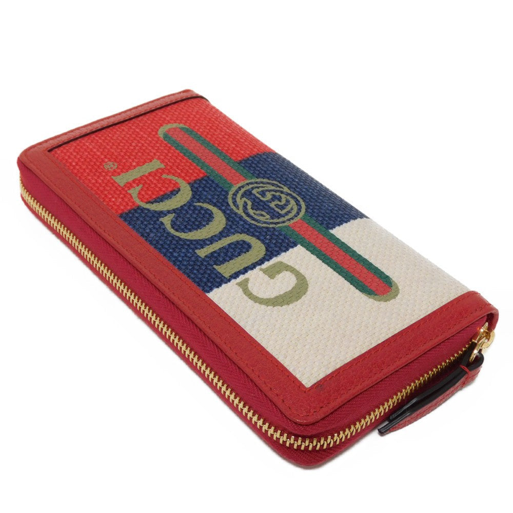 GUCCI Long Wallet Purse 524790 9SBCG 9093 Baia de la linen canvas x calf leather Tricolor logo Baiadera Zip Around Wallet
