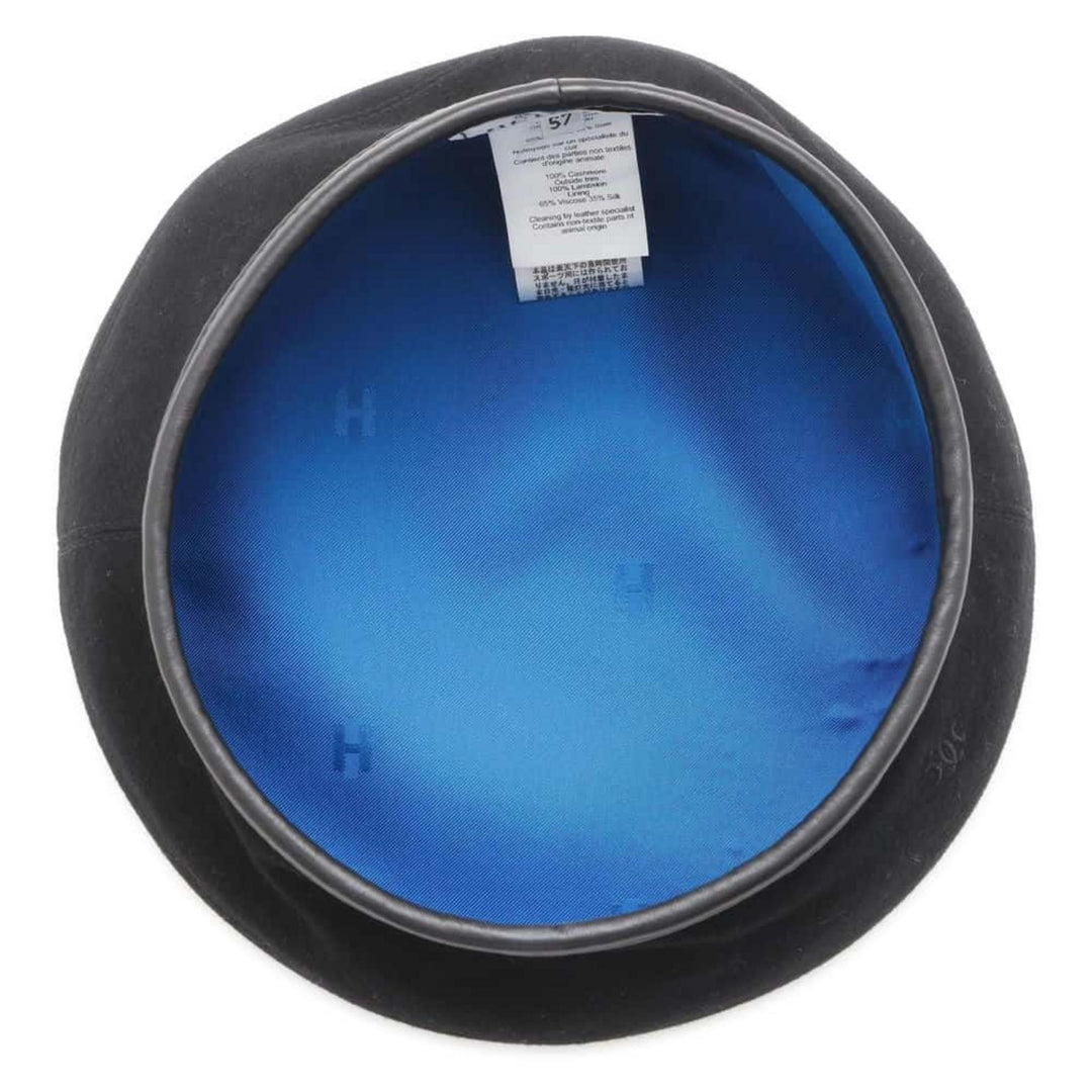 HERMES Saint-Honore Lift Embroidery Cashmere Black Beret Preloved