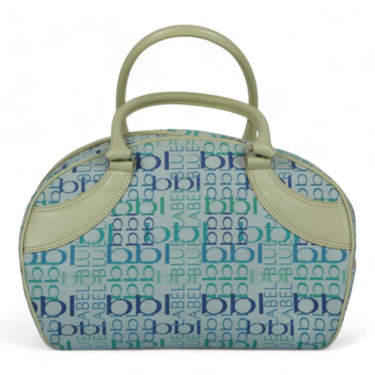 Burberry Blue Label Women's Handbag Monogram Canvas Leather Beige Blue Green Tote Bag
