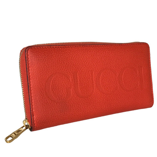 GUCCI Long Wallet Purse 658691 525040 leather Orange Round zip Embossed logo