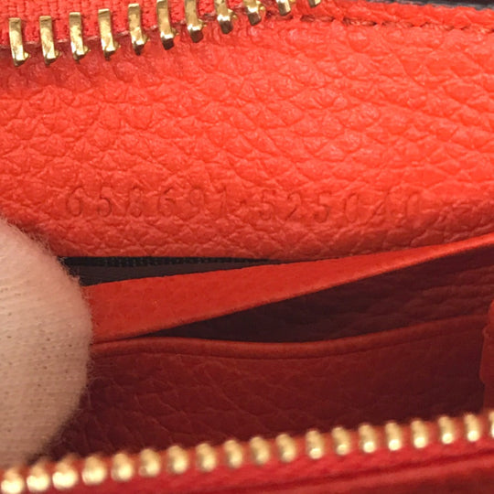 GUCCI Long Wallet Purse 658691 525040 leather Orange Round zip Embossed logo