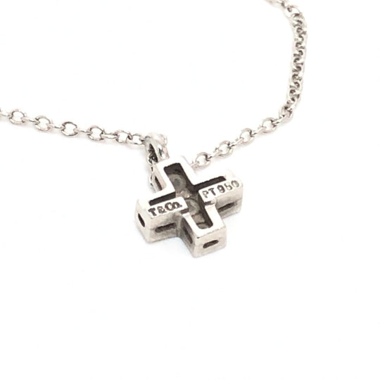 TIFFANY&Co. Necklace Pt950 Silver Pt950 Cruciform Roman Cross Diamond Women Used Authentic