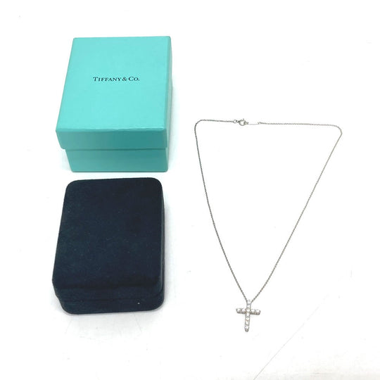 TIFFANY&Co. Necklace 60007429 Platinum, Diamond clear Small Cross Diamond Women Used Authentic