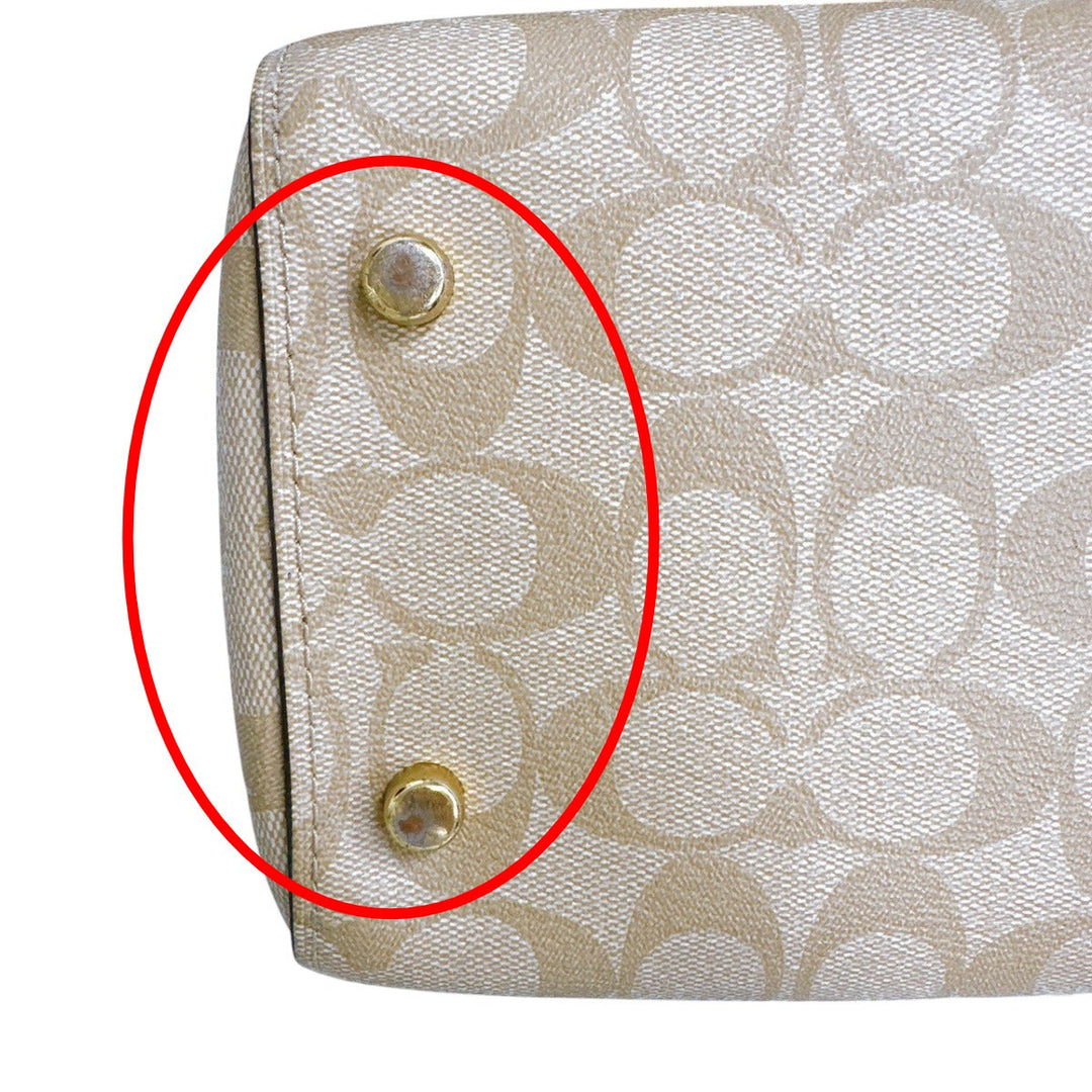 COACH Handbag F83607 Canvas, Leather beige Handbag CC canvas Signature Women Used Authentic