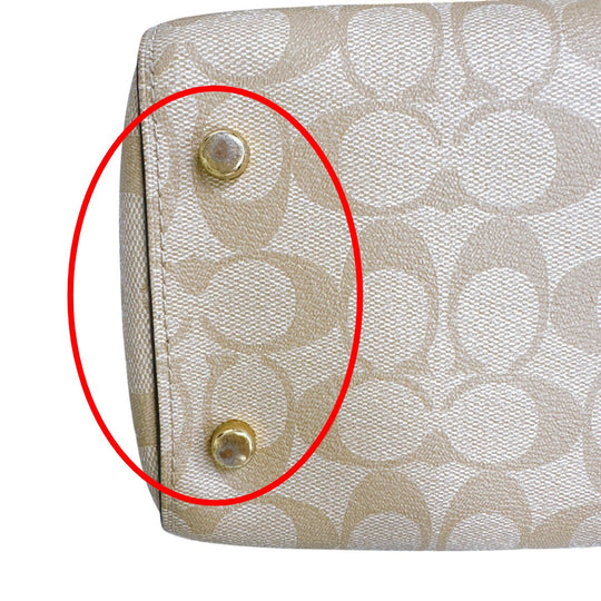 COACH Handbag F83607 Canvas, Leather beige Handbag CC canvas Signature Women Used Authentic