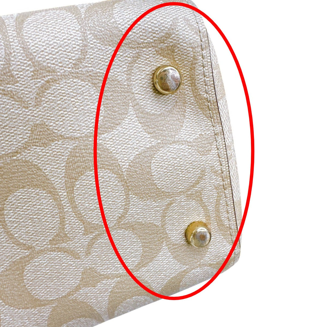 COACH Handbag F83607 Canvas, Leather beige Handbag CC canvas Signature Women Used Authentic