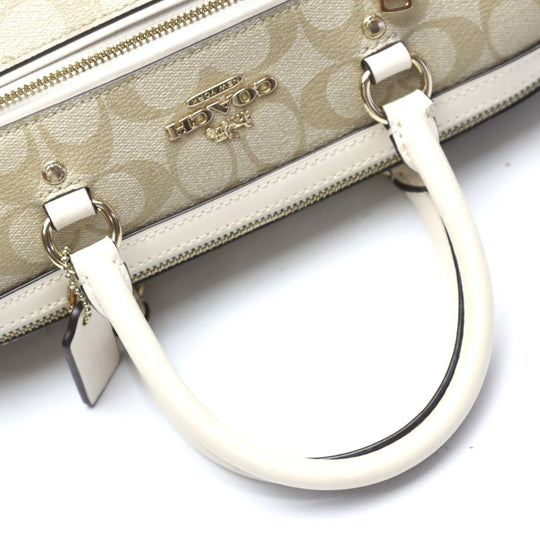 COACH Handbag F83607 Canvas, Leather beige Handbag CC canvas Signature Women Used Authentic