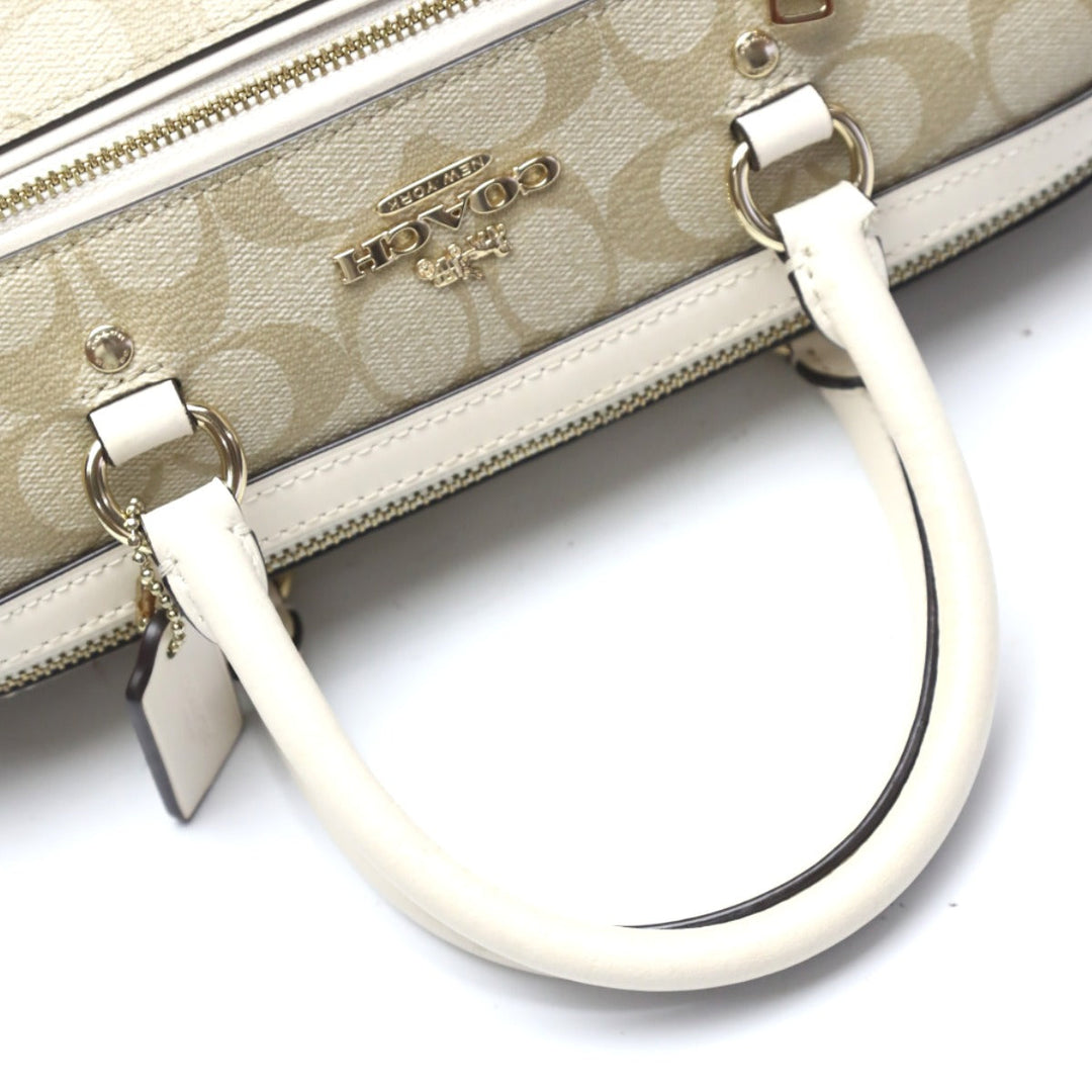 COACH Handbag F83607 Canvas, Leather beige Handbag CC canvas Signature Women Used Authentic