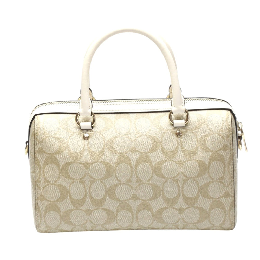 COACH Handbag F83607 Canvas, Leather beige Handbag CC canvas Signature Women Used Authentic