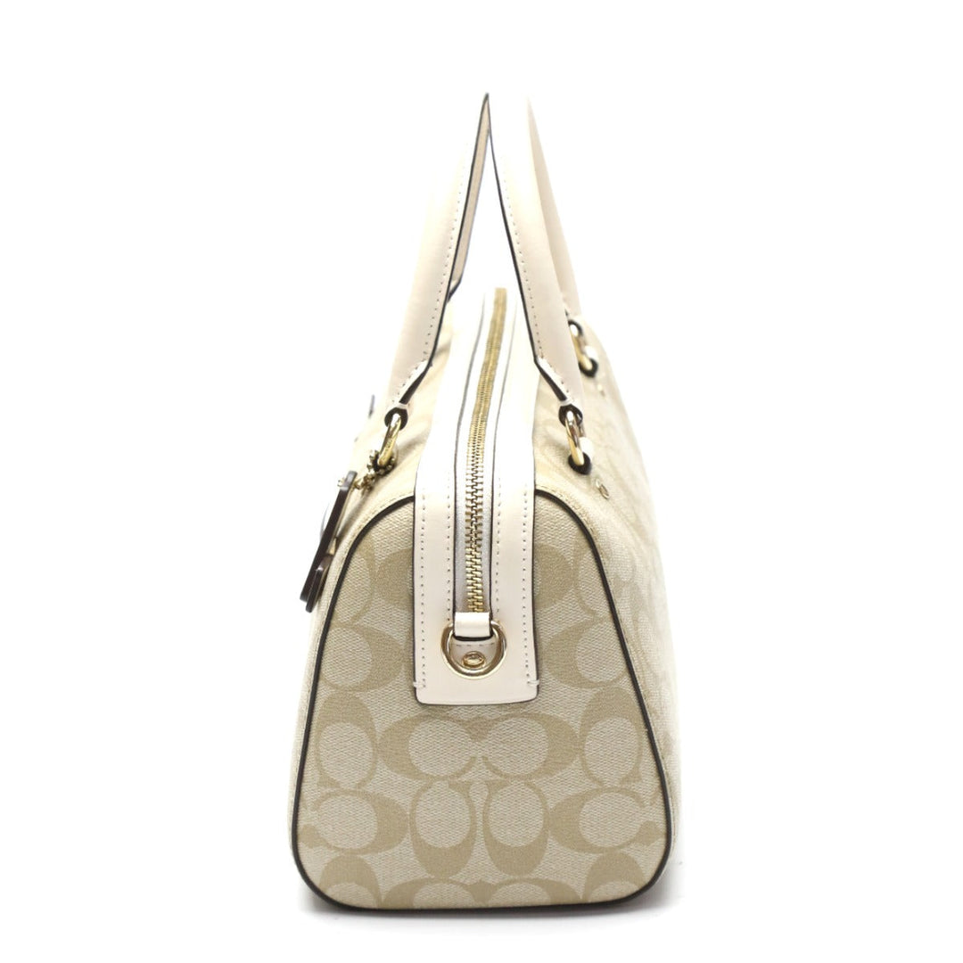 COACH Handbag F83607 Canvas, Leather beige Handbag CC canvas Signature Women Used Authentic