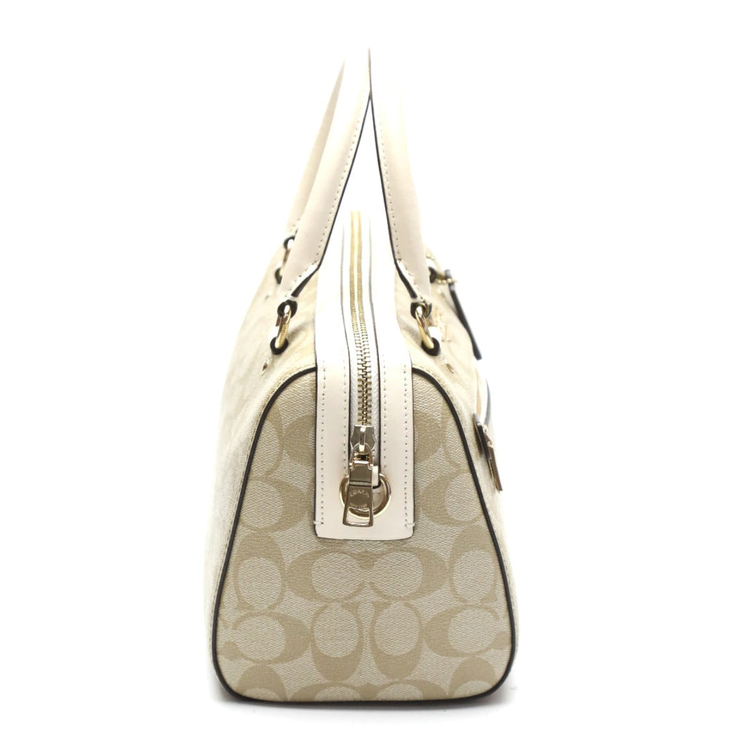 COACH Handbag F83607 Canvas, Leather beige Handbag CC canvas Signature Women Used Authentic