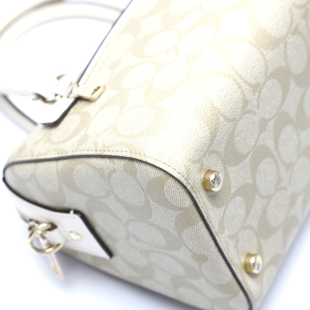 COACH Handbag F83607 Canvas, Leather beige Handbag CC canvas Signature Women Used Authentic