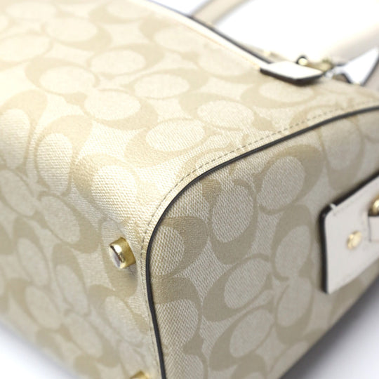 COACH Handbag F83607 Canvas, Leather beige Handbag CC canvas Signature Women Used Authentic