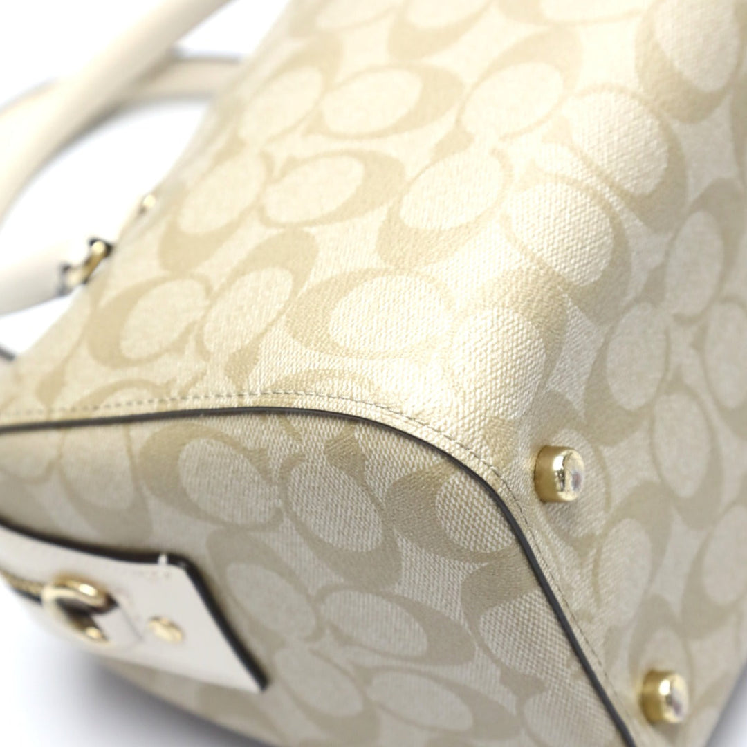 COACH Handbag F83607 Canvas, Leather beige Handbag CC canvas Signature Women Used Authentic