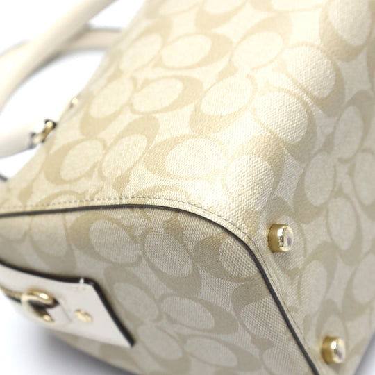 COACH Handbag F83607 Canvas, Leather beige Handbag CC canvas Signature Women Used Authentic