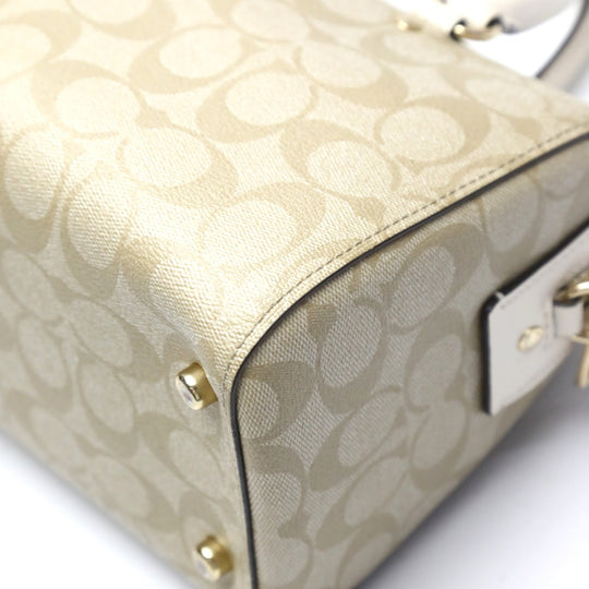 COACH Handbag F83607 Canvas, Leather beige Handbag CC canvas Signature Women Used Authentic