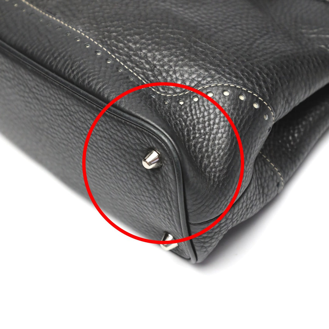 COACH Handbag 5055 leather black Hamptons fringe Women Used Authentic