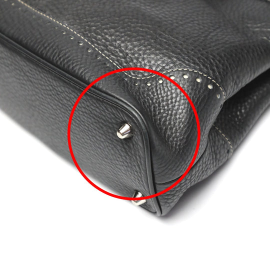 COACH Handbag 5055 leather black Hamptons fringe Women Used Authentic