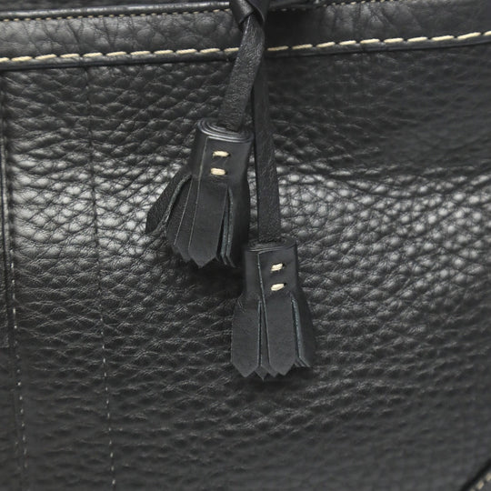 COACH Handbag 5055 leather black Hamptons fringe Women Used Authentic