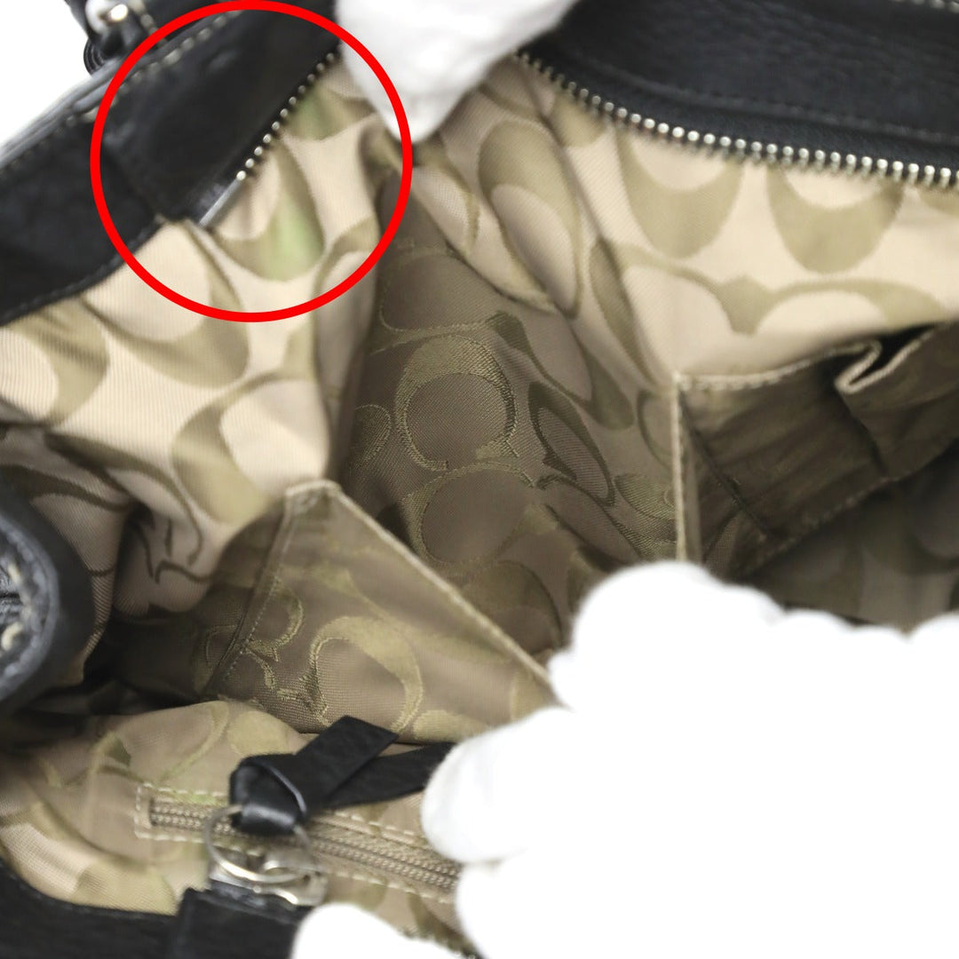 COACH Handbag 5055 leather black Hamptons fringe Women Used Authentic